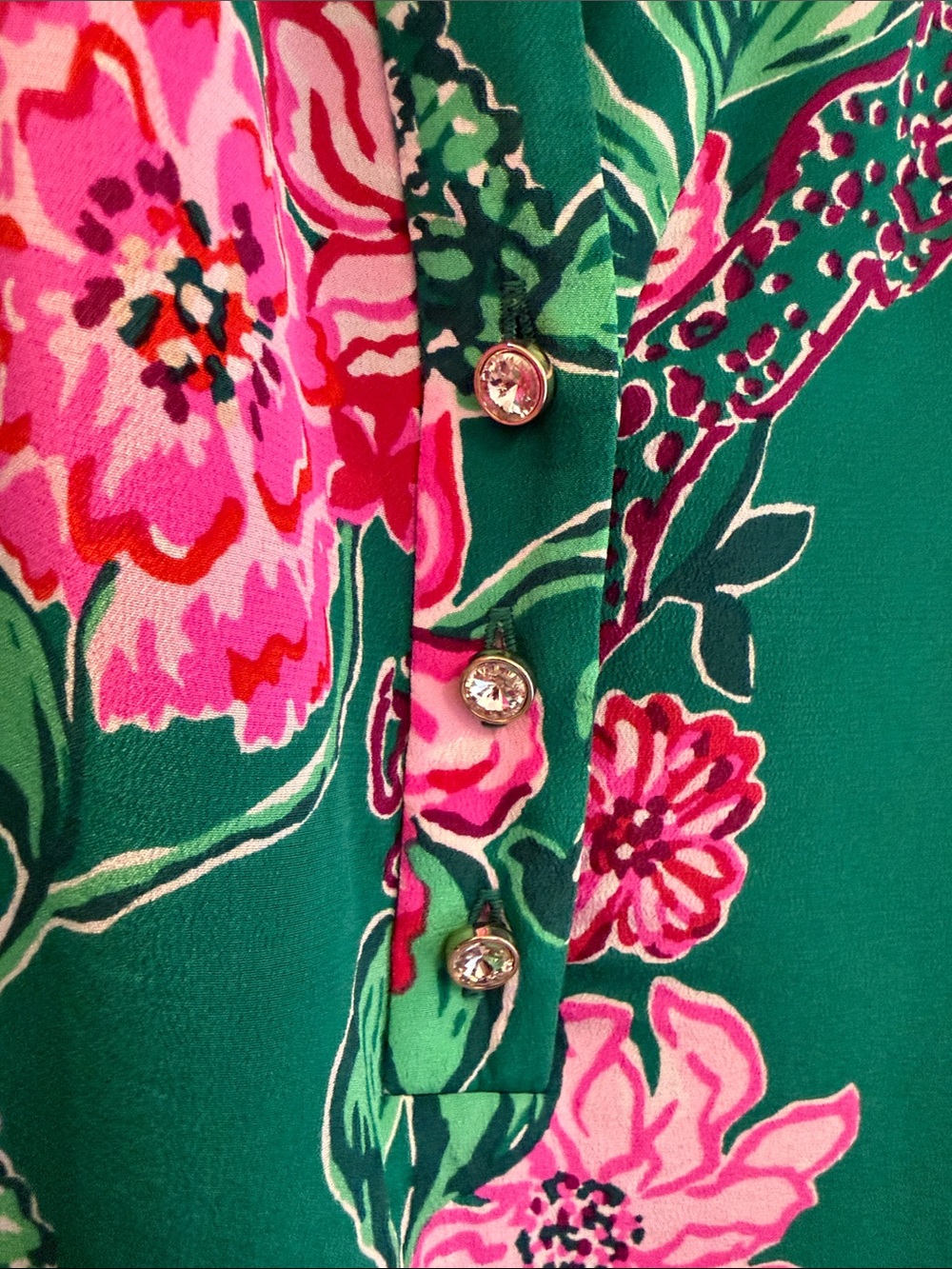 Lilly Pulitzer Green Dress with Pink Floral Print - Picture 3 of 4